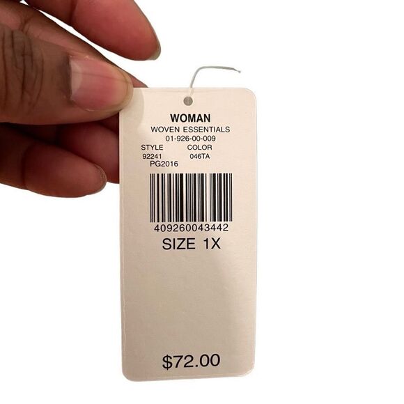 Kate Hill Blouse Womens 1X Linen Button Up Blue Striped Roll Tab Sleeve Collared - Picture 3 of 8